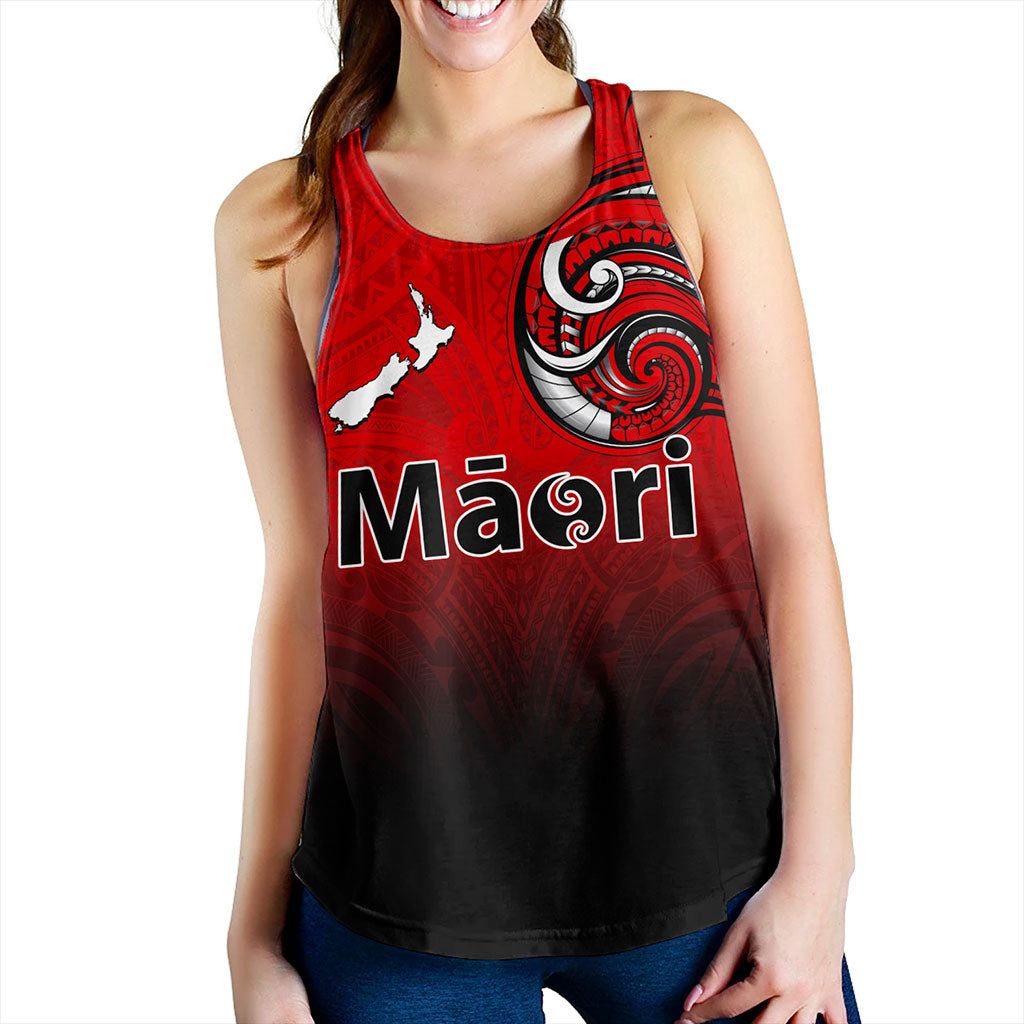 New Zealand Women Tank Maori Map Tribal Style