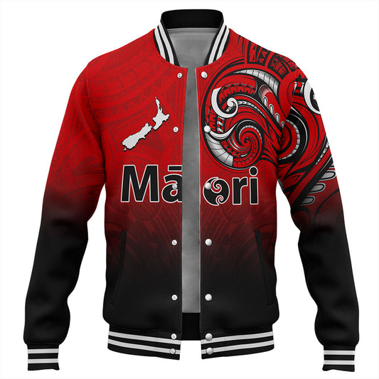 New Zealand Baseball Jacket Maori Map Tribal Style