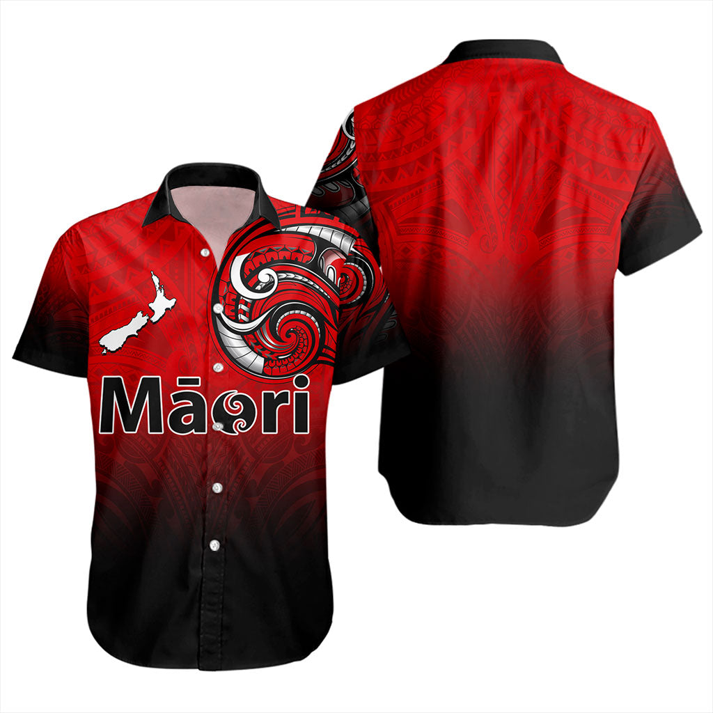 New Zealand Short Sleeve Shirt Maori Map Tribal Style