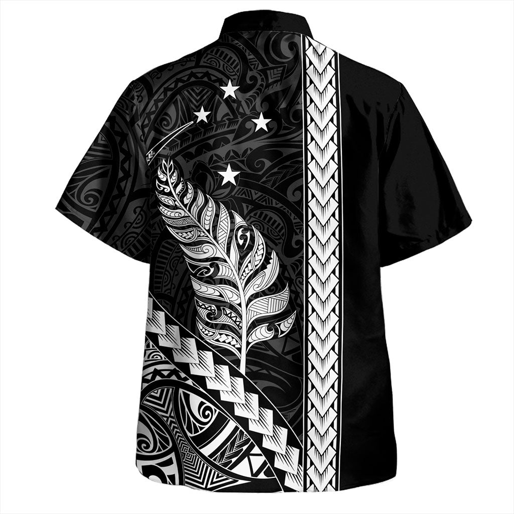 New Zealand Hawaiian Shirt Maori Tribal Silver Fern With Star Tattoo