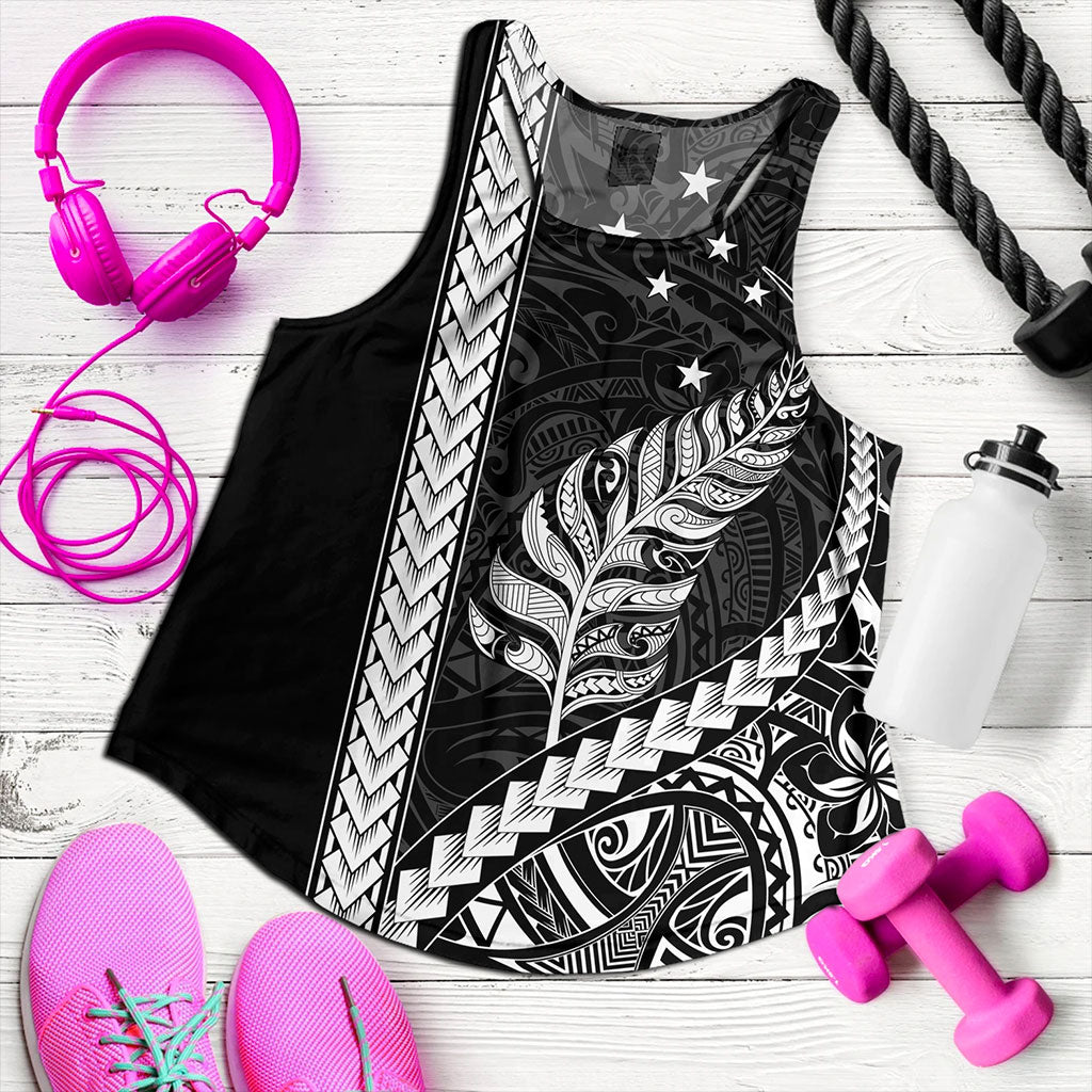 New Zealand Women Tank Maori Tribal Silver Fern With Star Tattoo