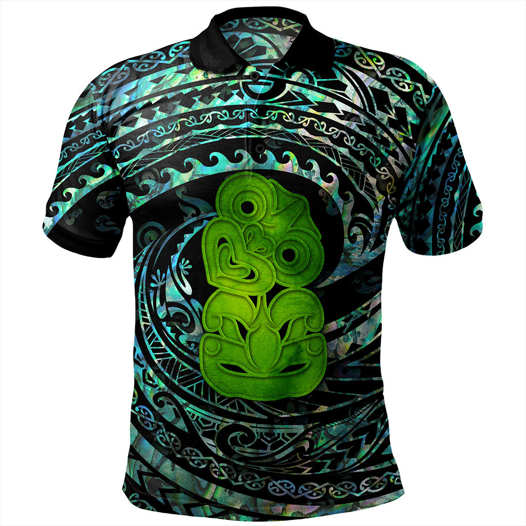 New Zealand Polo Shirt Paua Shell Hei Tiki