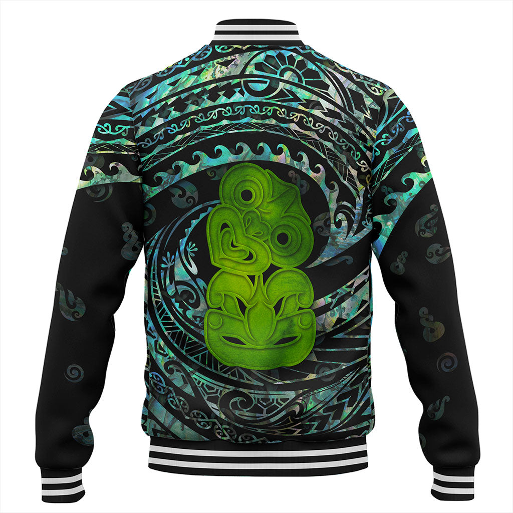 New Zealand Baseball Jacket Paua Shell Hei Tiki