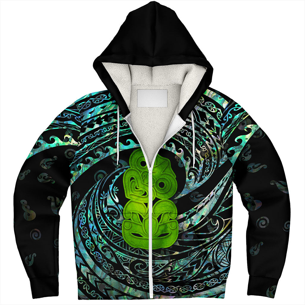 New Zealand Sherpa Hoodie Paua Shell Hei Tiki