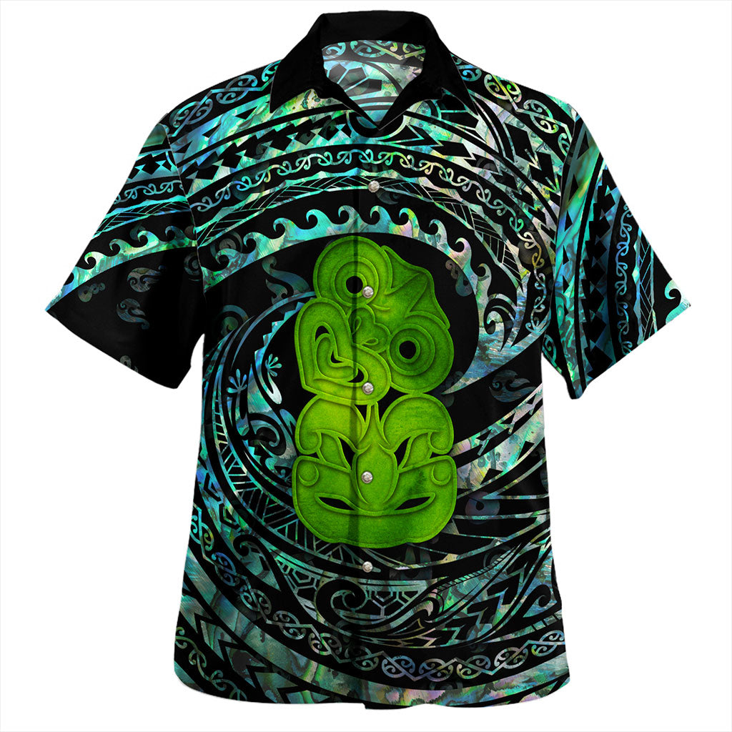 New Zealand Hawaiian Shirt Paua Shell Hei Tiki