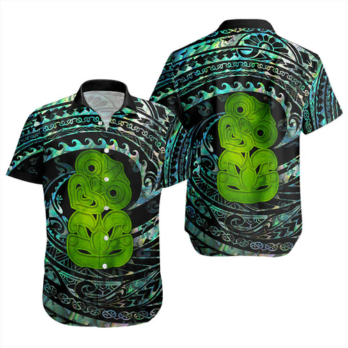 New Zealand Short Sleeve Shirt Paua Shell Hei Tiki