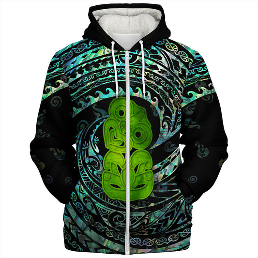 New Zealand Sherpa Hoodie Paua Shell Hei Tiki