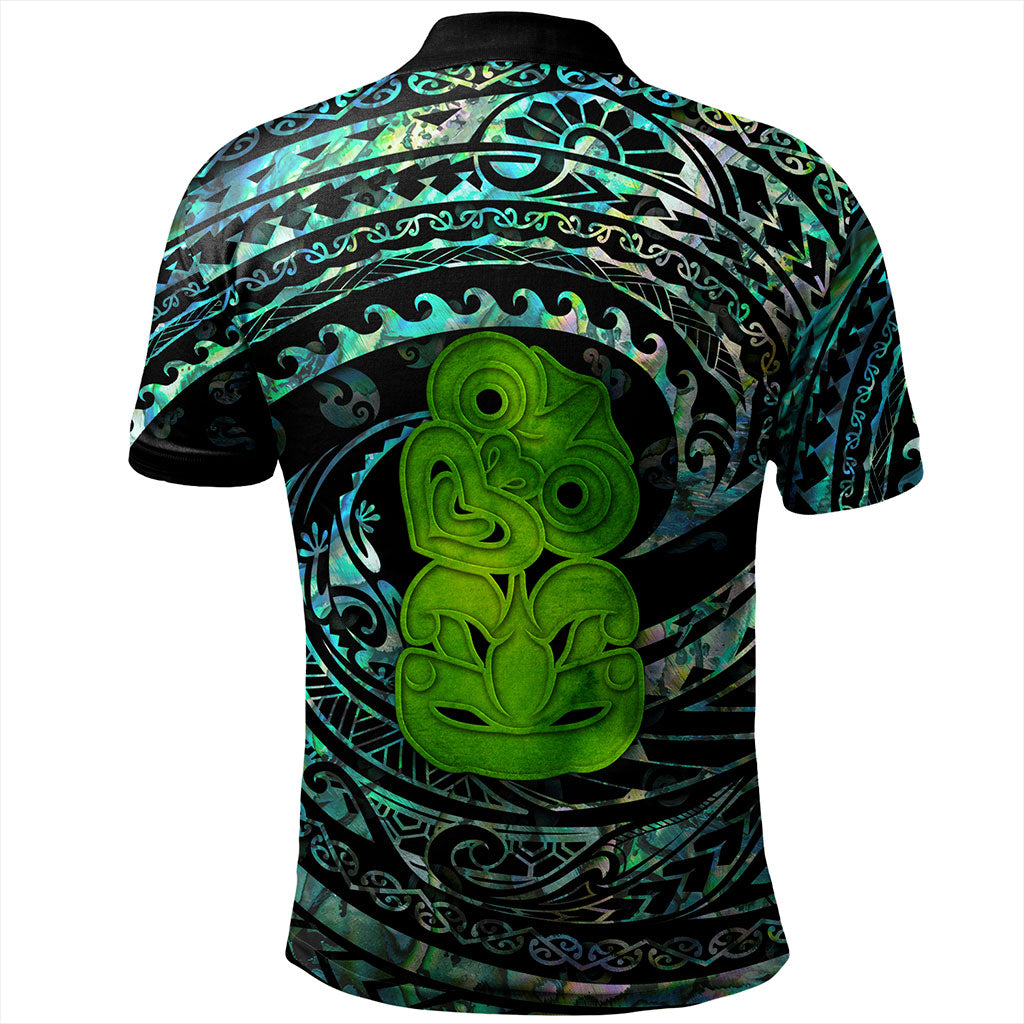 New Zealand Polo Shirt Paua Shell Hei Tiki