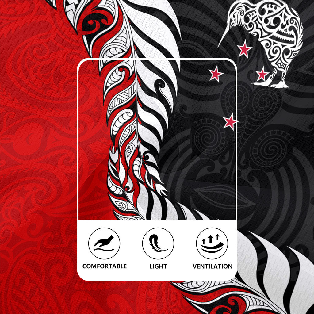 New Zealand Rugby Jersey Silver Fern Maori Tribal Style