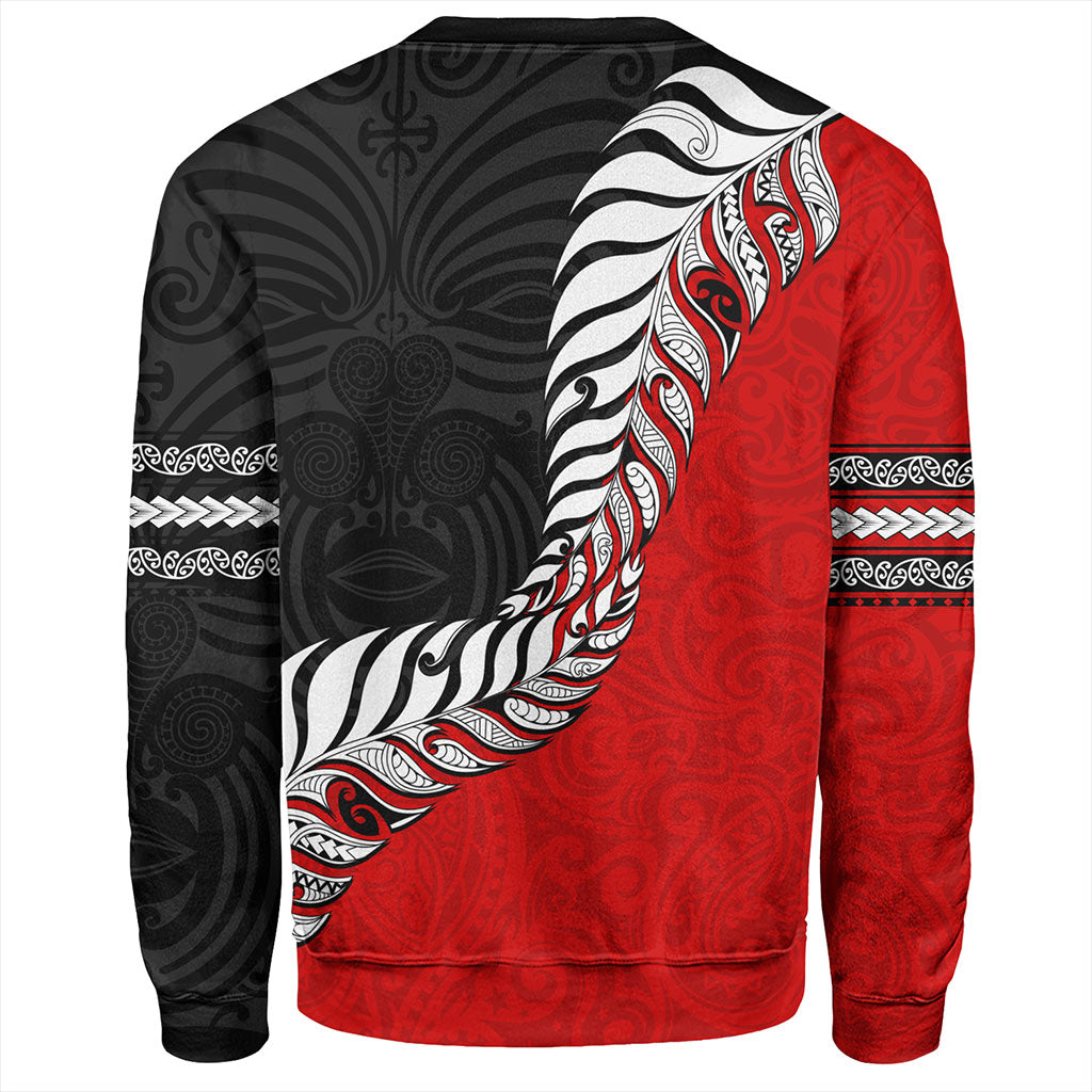 New Zealand Sweatshirt Silver Fern Maori Tribal Style