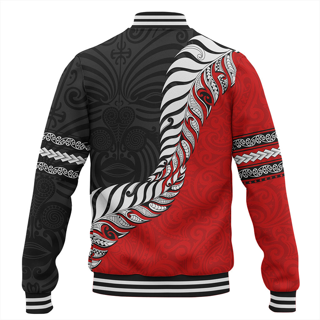 New Zealand Baseball Jacket Silver Fern Maori Tribal Style