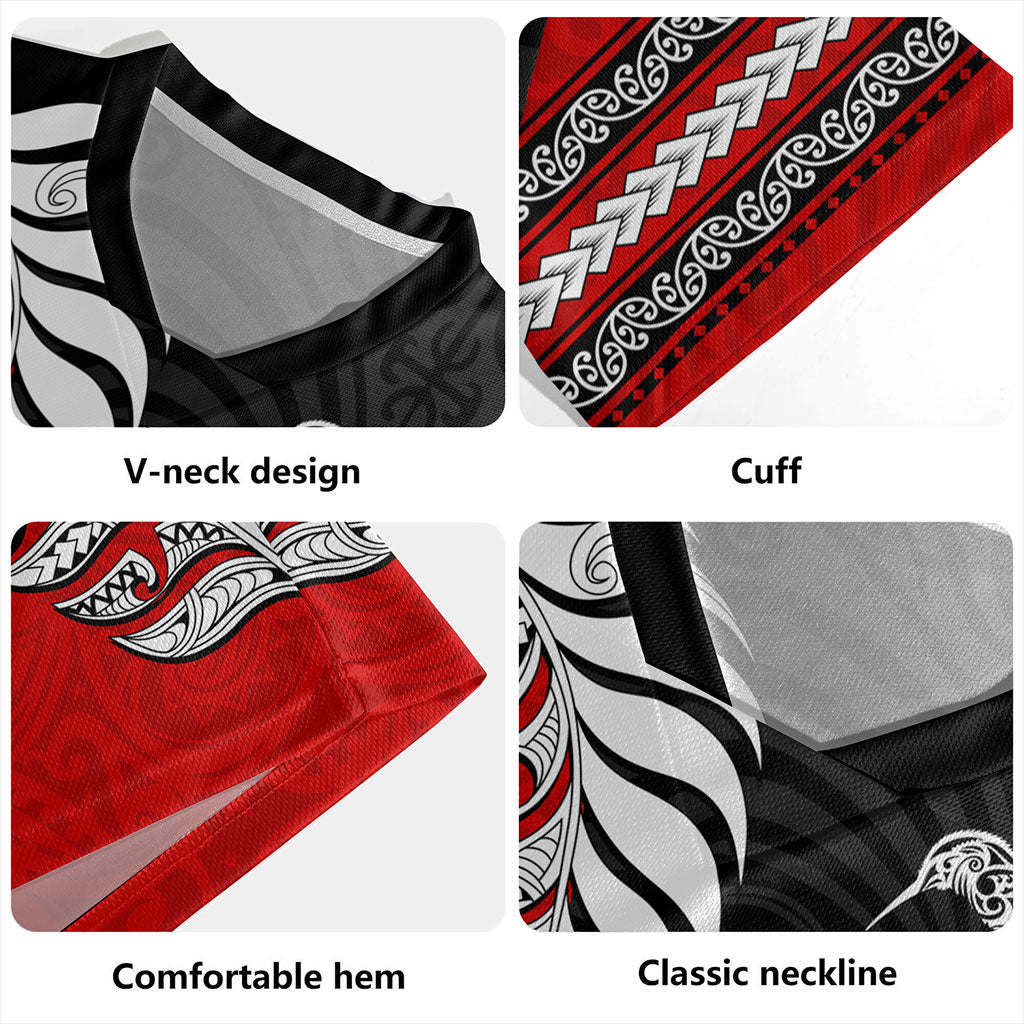 New Zealand Rugby Jersey Silver Fern Maori Tribal Style