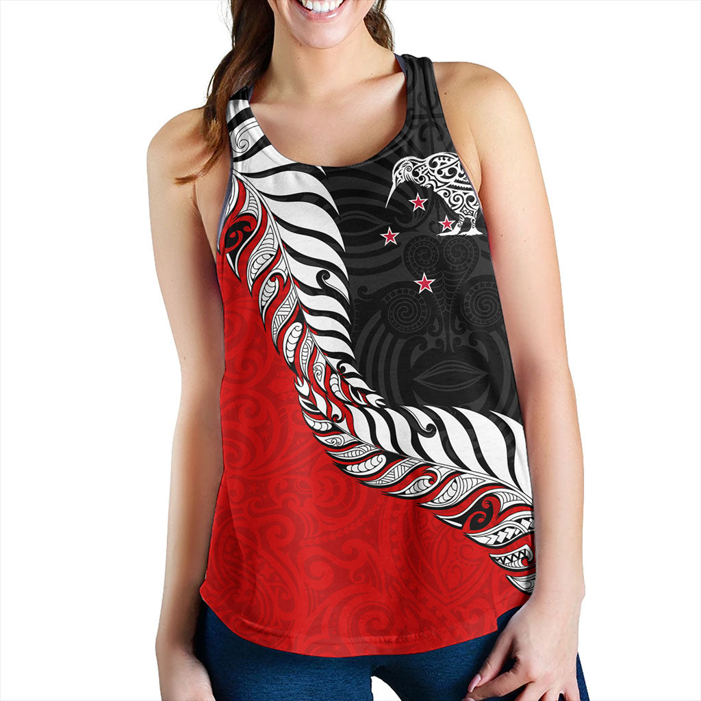 New Zealand Women Tank Silver Fern Maori Tribal Style