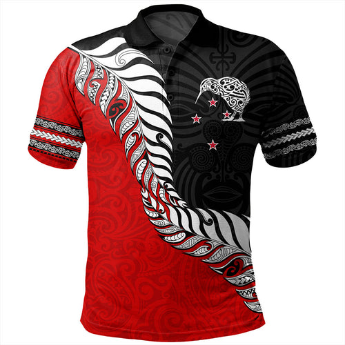 New Zealand Polo Shirt Silver Fern Maori Tribal Style