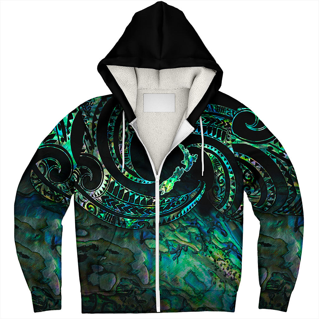 New Zealand Sherpa Hoodie Tribal Wave Papua Shell With Map