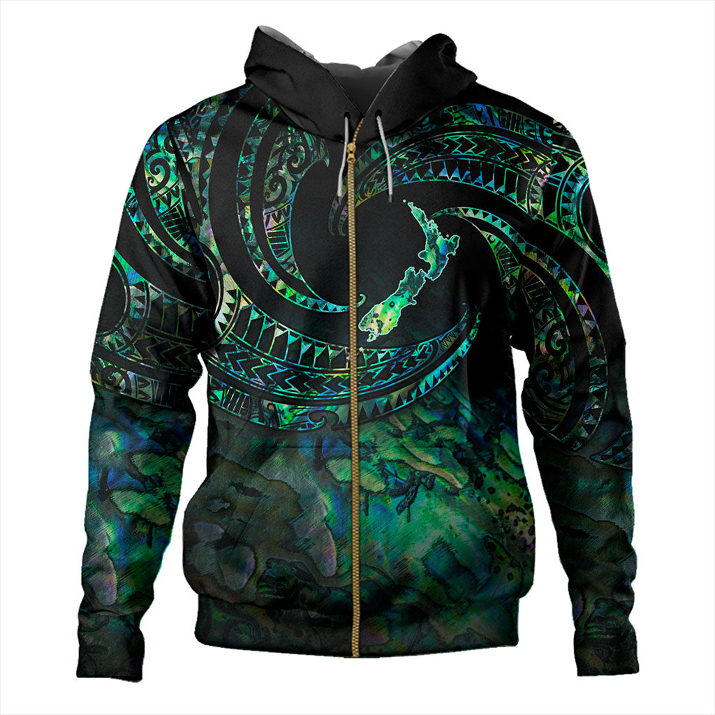 New Zealand Hoodie Tribal Wave Papua Shell With Map