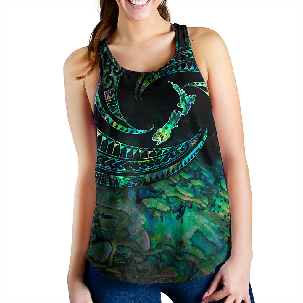 New Zealand Women Tank Tribal Wave Papua Shell With Map