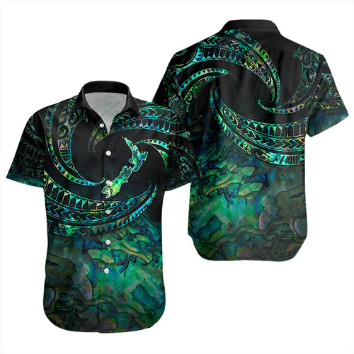 New Zealand Short Sleeve Shirt Tribal Wave Papua Shell With Map