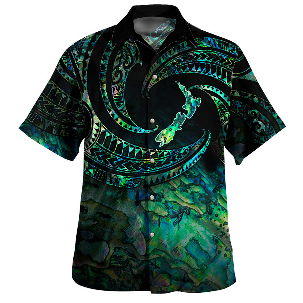 New Zealand Hawaiian Shirt Tribal Wave Papua Shell With Map