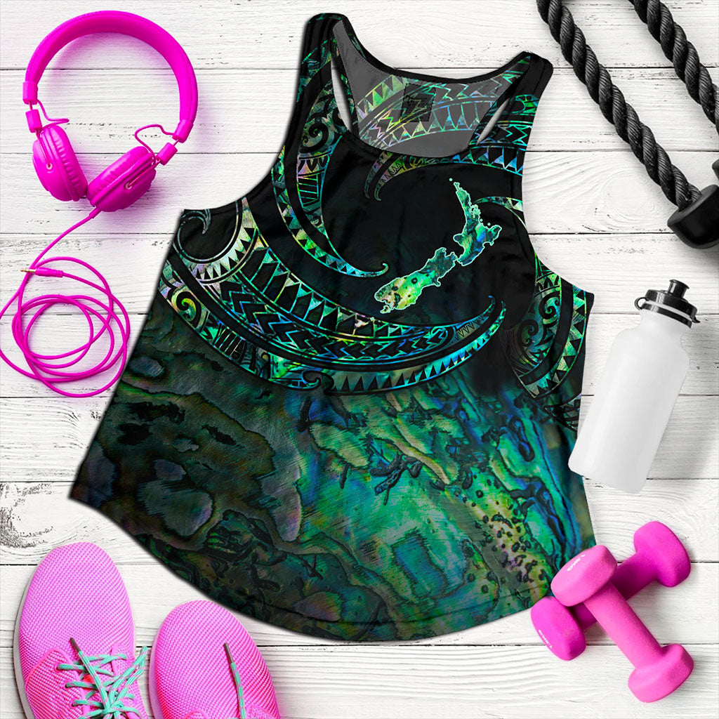 New Zealand Women Tank Tribal Wave Papua Shell With Map