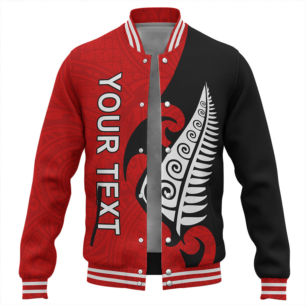 New Zealand Baseball Jacket Custom Aotearoa Silver Fern Koru Design