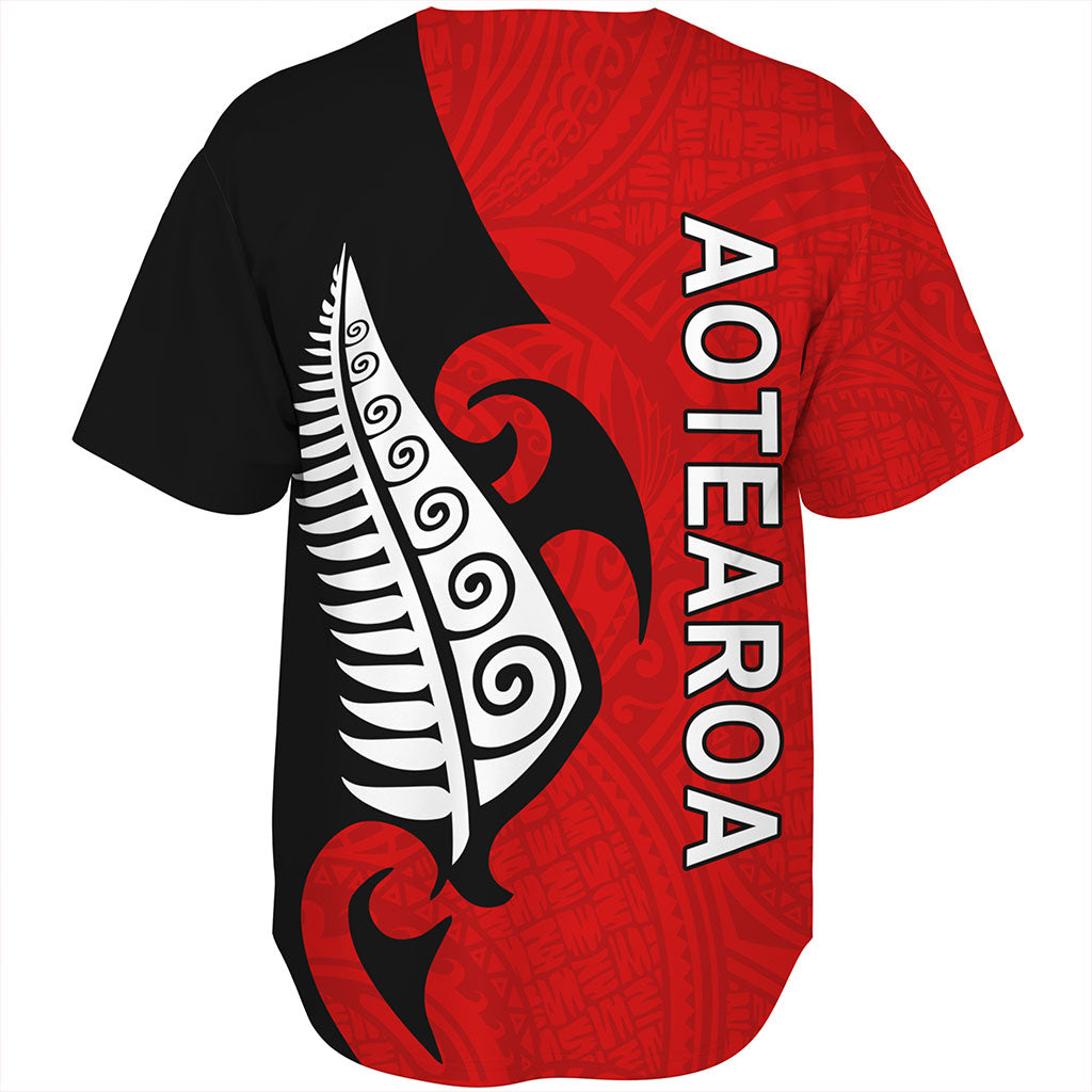 New Zealand Baseball Shirt Custom Aotearoa Silver Fern Koru Design