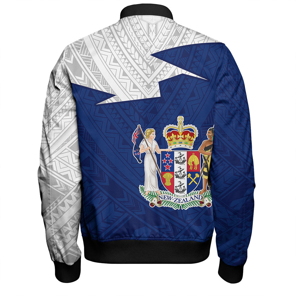 New Zealand Bomber Jacket Polynesian Tattoo Flag And Coat Of Arms