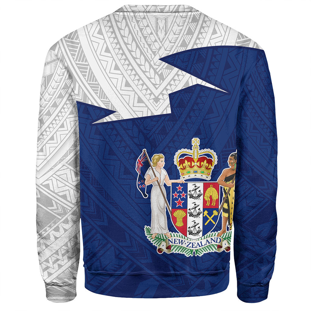 New Zealand Sweatshirt Polynesian Tattoo Flag And Coat Of Arms