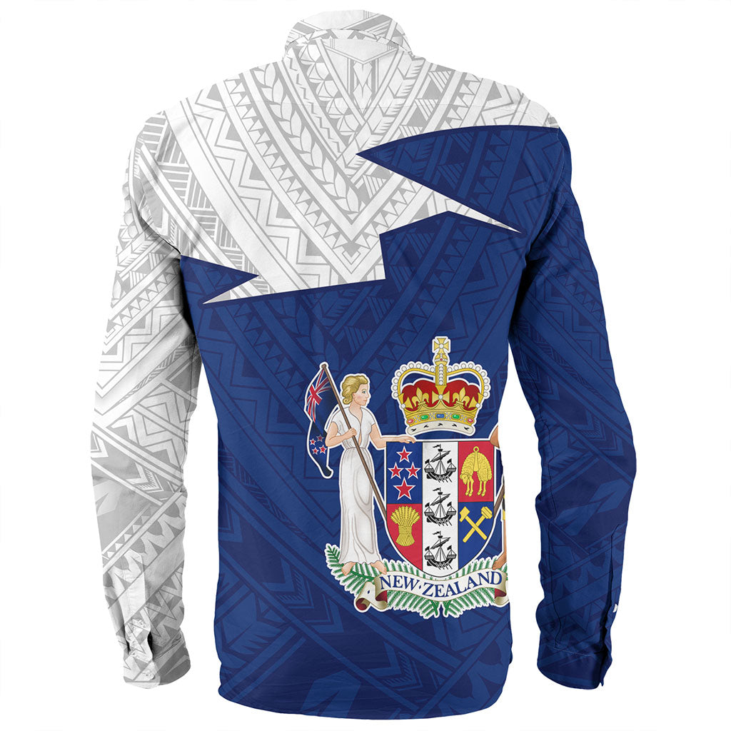 New Zealand Long Sleeve Shirt Polynesian Tattoo Flag And Coat Of Arms