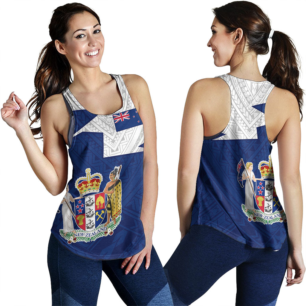 New Zealand Women Tank Polynesian Tattoo Flag And Coat Of Arms