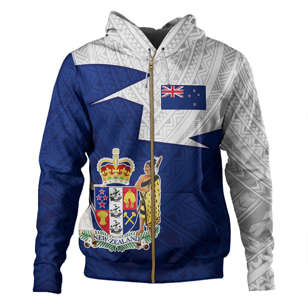 New Zealand Hoodie Polynesian Tattoo Flag And Coat Of Arms