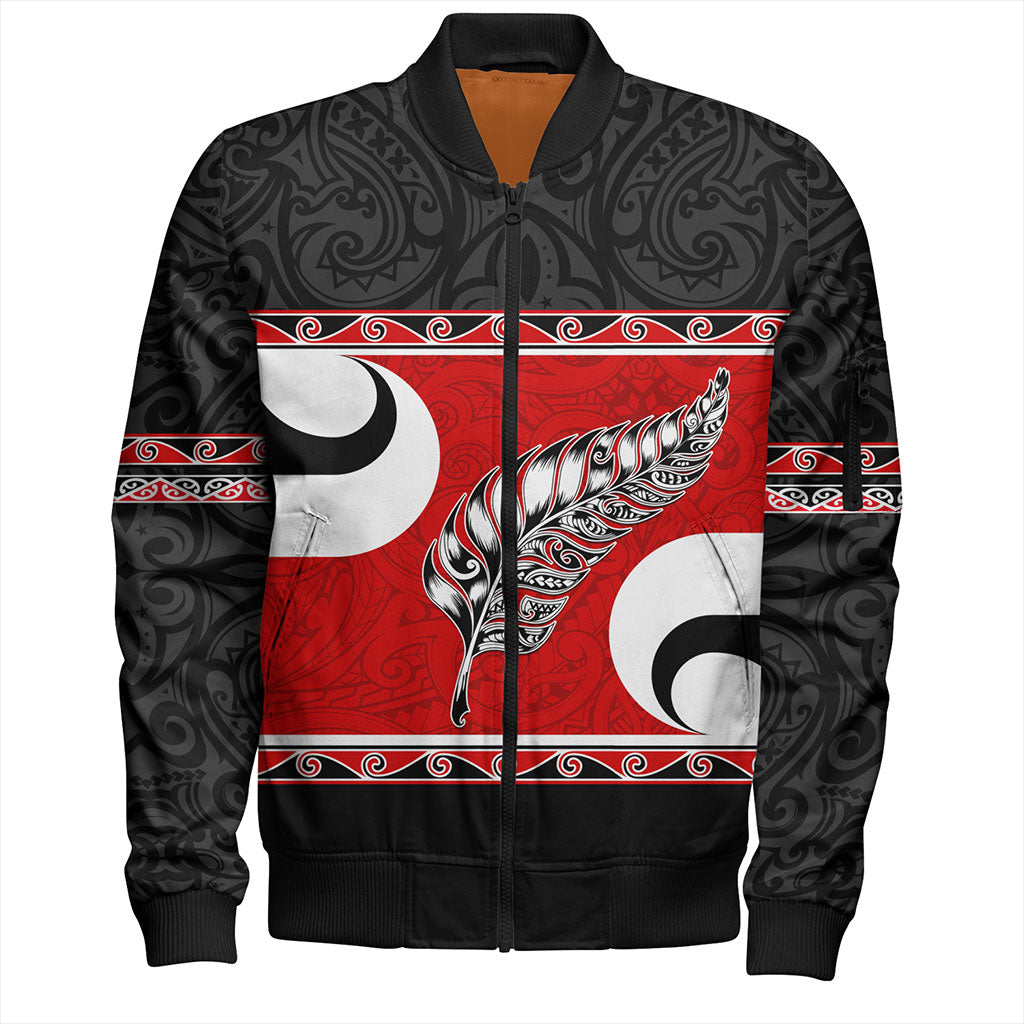 New Zealand Bomber Jacket Silver Fern Flag Style