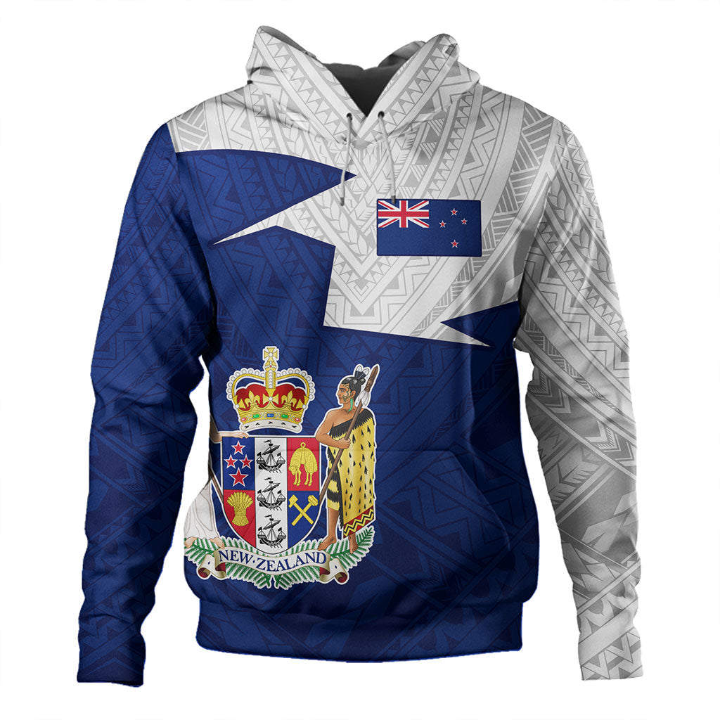 New Zealand Hoodie Polynesian Tattoo Flag And Coat Of Arms