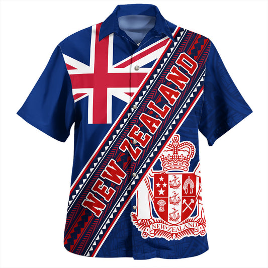 New Zealand Hawaiian Shirt Flag And Coat Of Arms