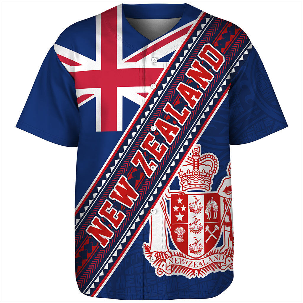 New Zealand Baseball Shirt Flag And Coat Of Arms