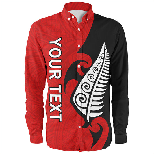 New Zealand Long Sleeve Shirt Custom Aotearoa Silver Fern Koru Design