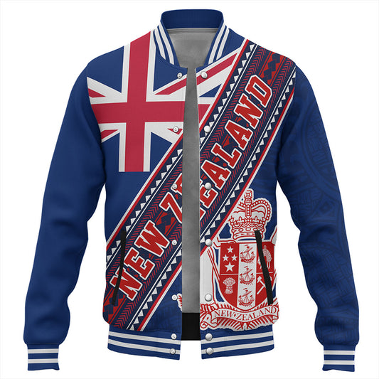 New Zealand Baseball Jacket Flag And Coat Of Arms