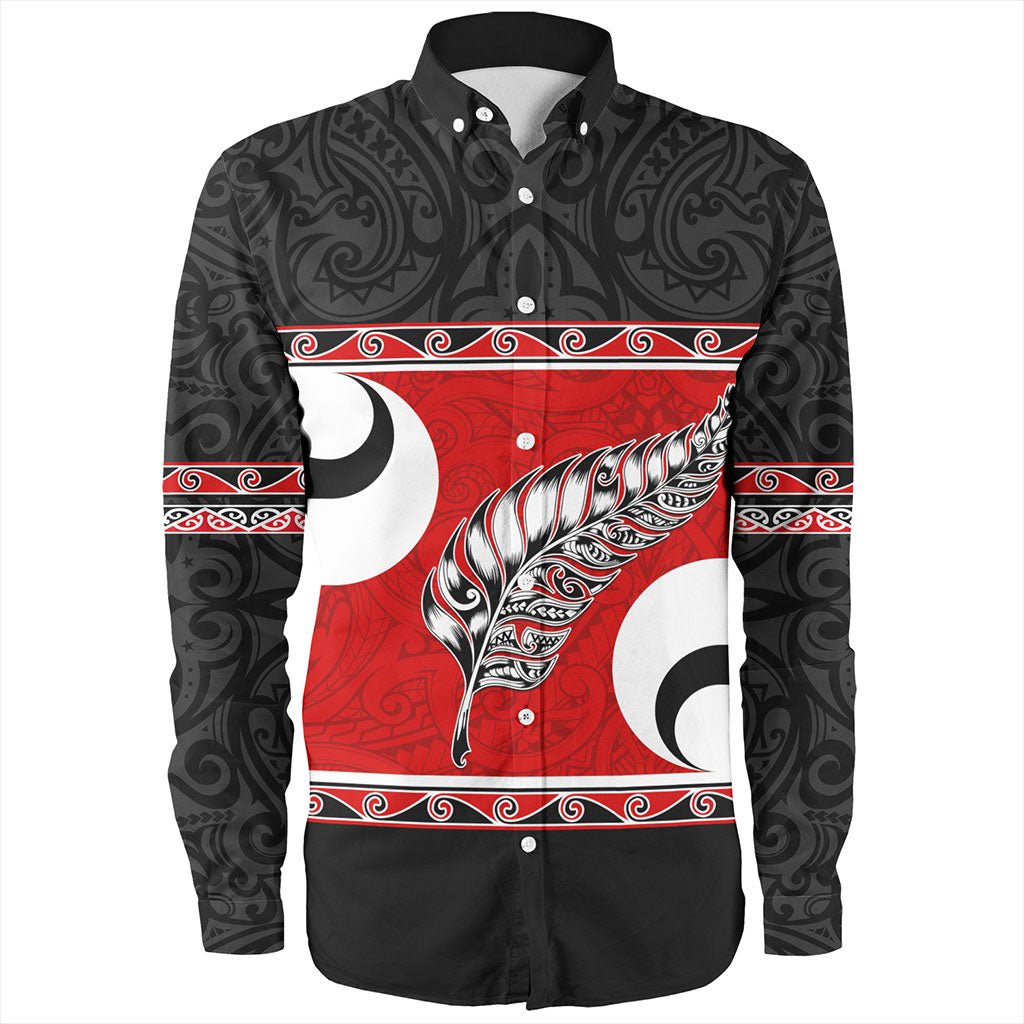 New Zealand Long Sleeve Shirt Silver Fern Flag Style