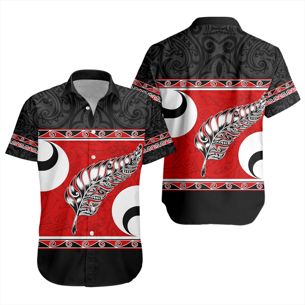 New Zealand Short Sleeve Shirt Silver Fern Flag Style