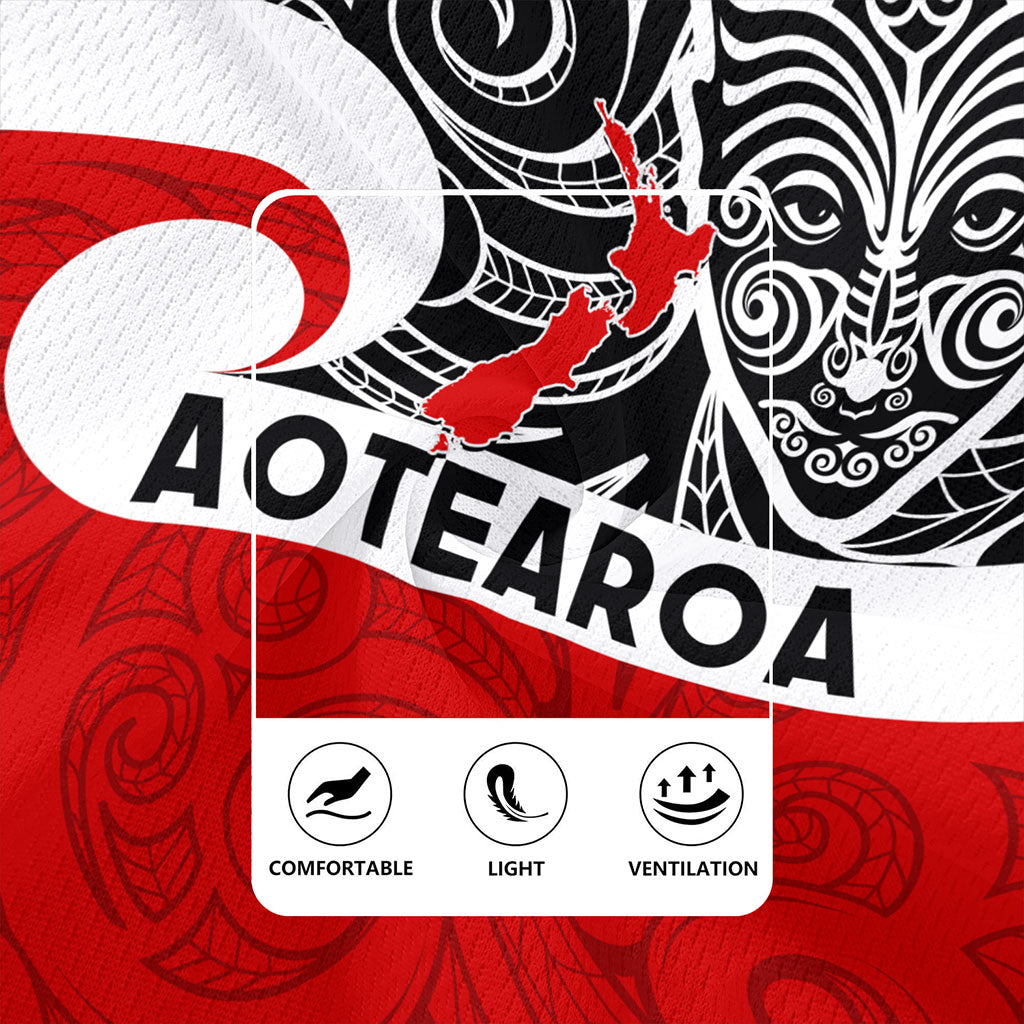 New Zealand Rugby Jersey Aotearoa Maori Haka Face