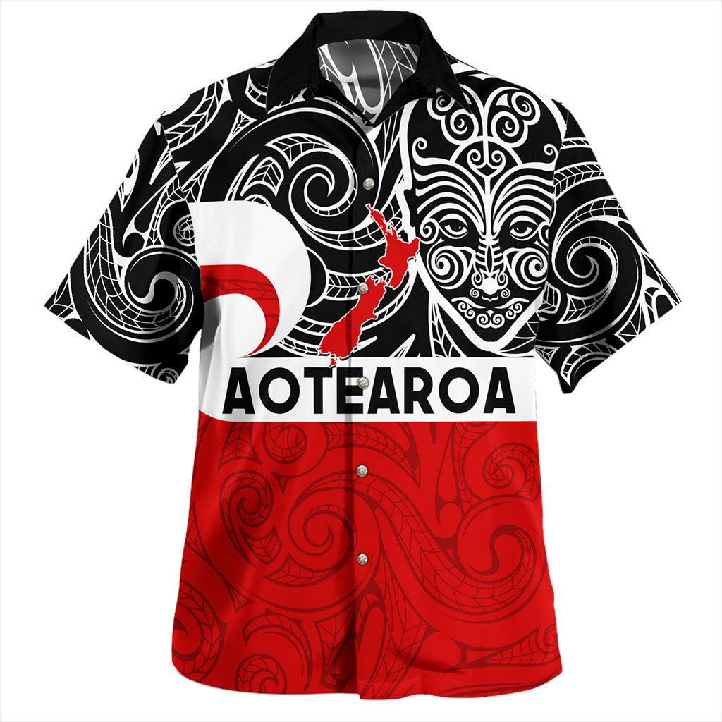 New Zealand Hawaiian Shirt Aotearoa Maori Haka Face