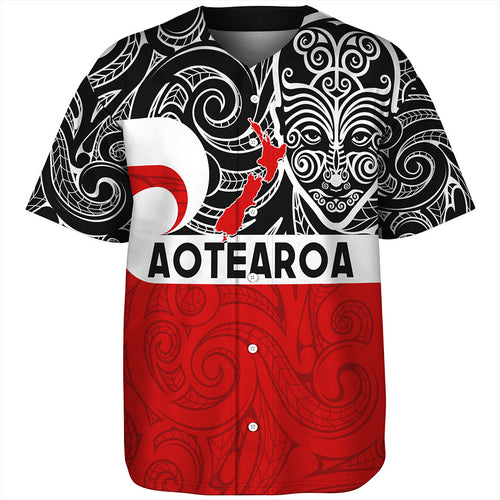 New Zealand Baseball Shirt Aotearoa Maori Haka Face