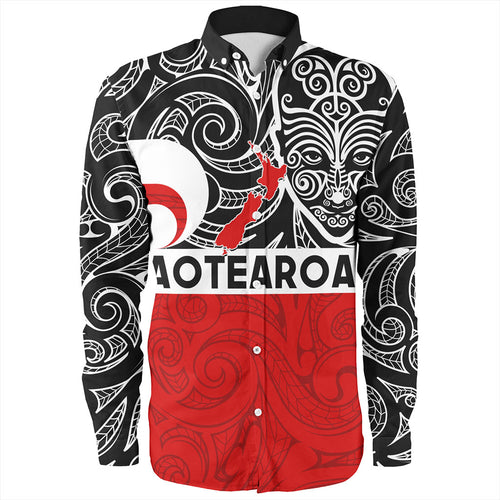 New Zealand Long Sleeve Shirt Aotearoa Maori Haka Face