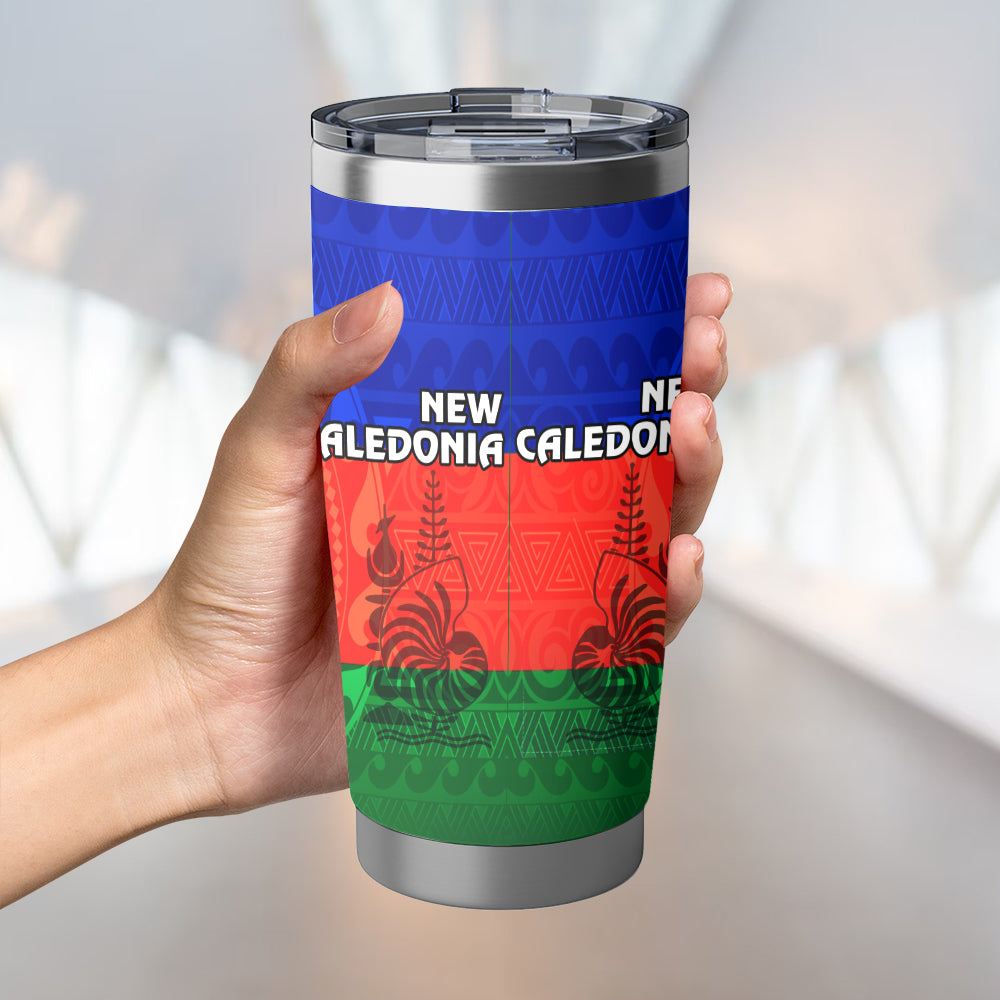 New Caledonia Flag Color With Traditional Patterns Tumbler
