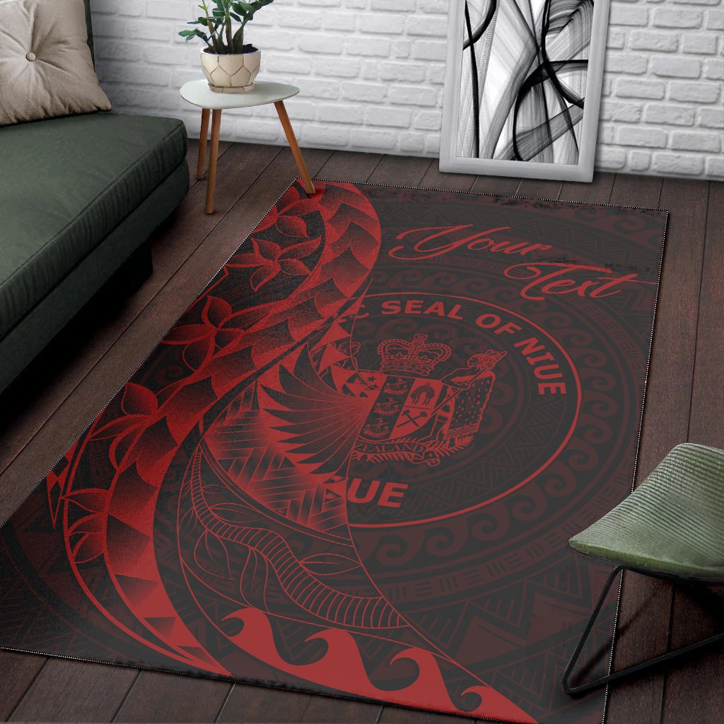 Niue Area Rug - Custom Personalised Polynesian Pattern Style Red Color