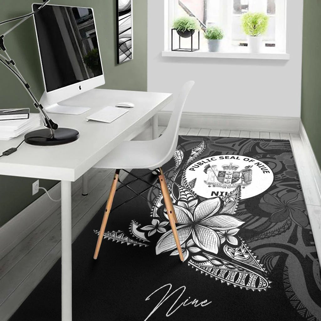 Niue Area Rug - Fish With Plumeria Flowers Style