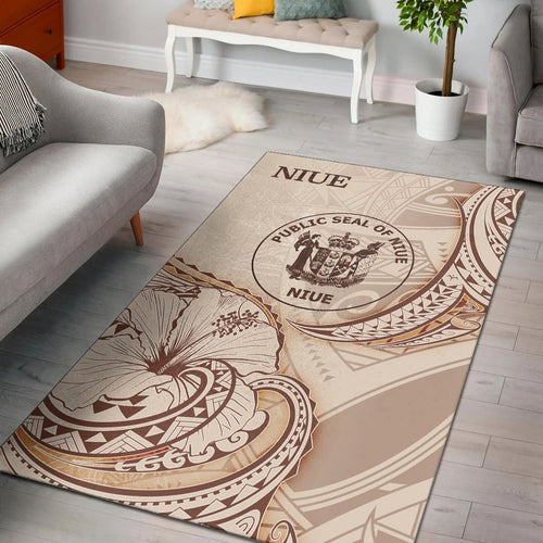 Niue Area Rug - Hibiscus Flowers Vintage Style