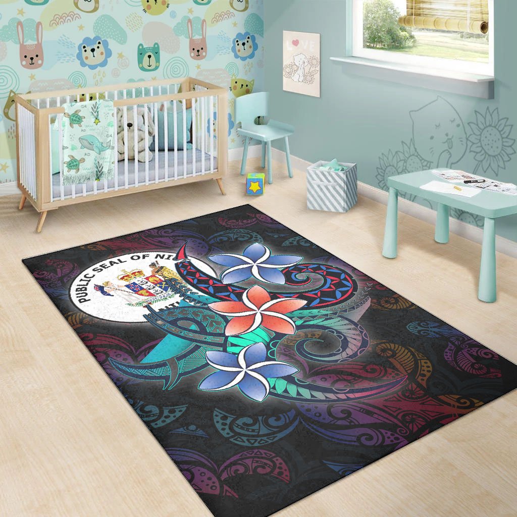 Niue Area Rug - Plumeria Flowers Style