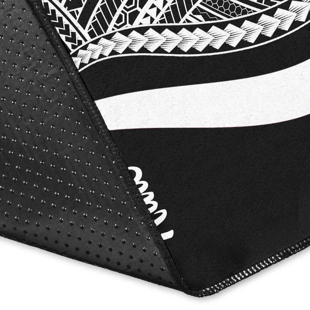 Niue Area Rug - White Polynesian Tentacle Tribal Pattern