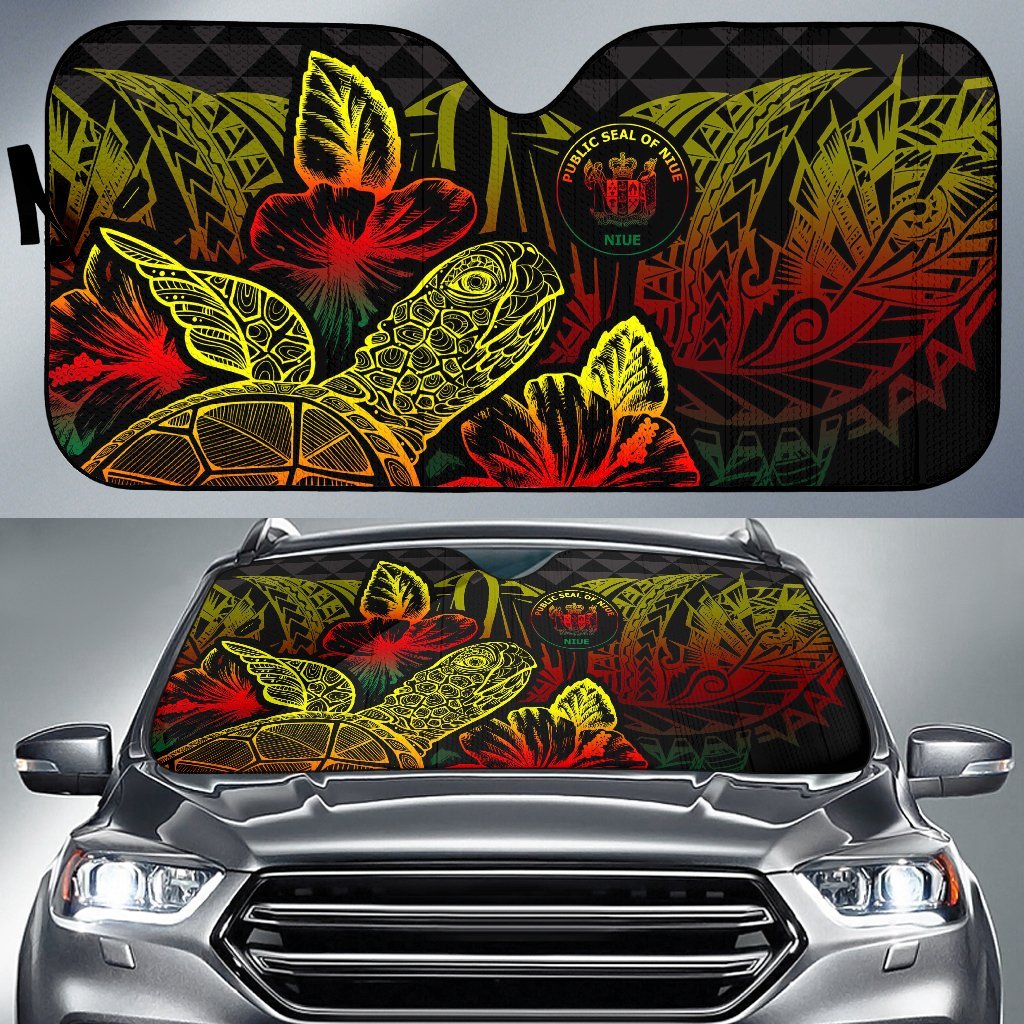 Niue Auto Sun Shades Turtle Hibiscus Reggae